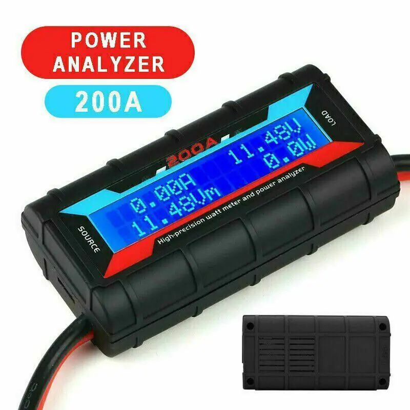 Black 200A LCD Digital High-precision Amp Watt Meter RC Battery Solar Power Analyser