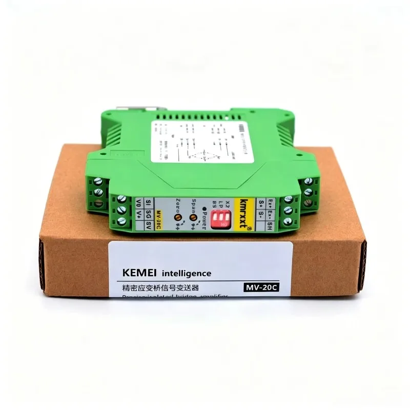 Precision Isolated Strain Gauge Amplifier MV-20C, Industrial Transmitter 0-20mA ±10V Dual Output for Load Cell
