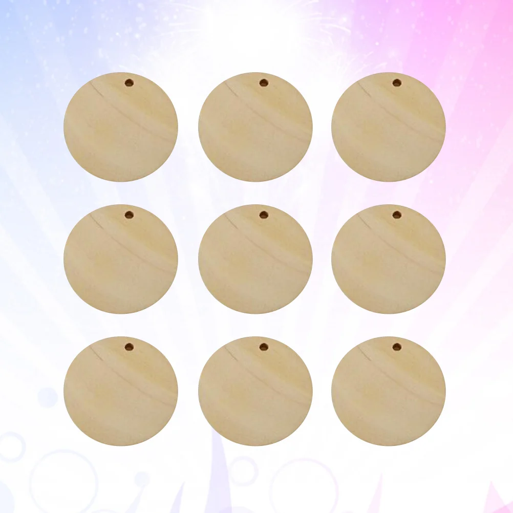 

50Pcs Unfinished Wood Slice Pendants Round DIY Charms for Jewelry Making Crafts Keychains Scrapbooking Decorative Accents