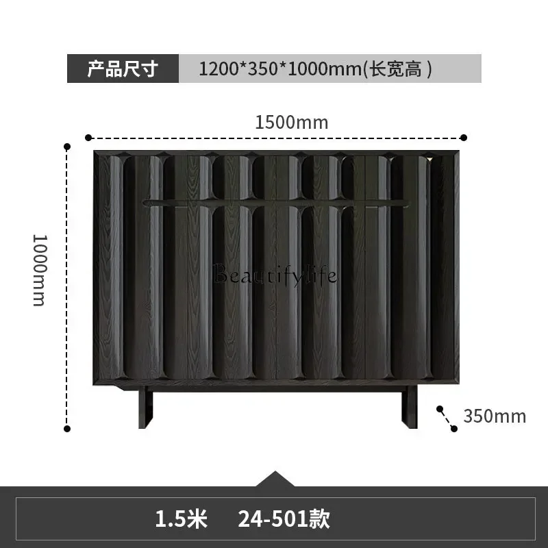 5ld14 French retro dining side cabinet medium antique high-grade black decorative cabinet living room entrance cabinet