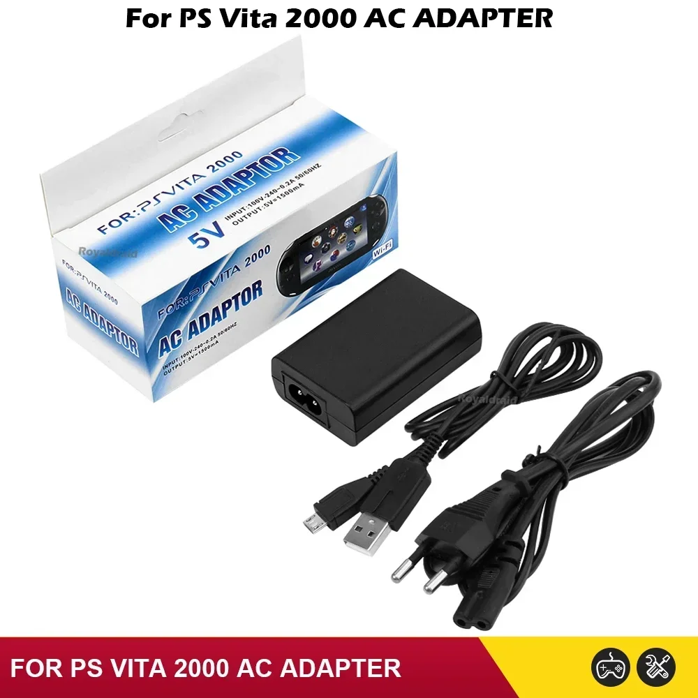 Cargador de Pared con Enchufe EU/US, Adaptador de Corriente de 5V CA, Cable de Carga USB para Psvita Slim, PS Vita 2000, PSV 2000