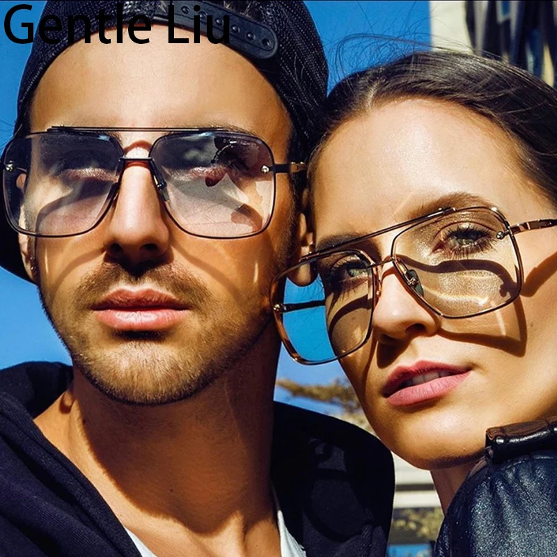 Oversized Square Rimless Sunglasses Men 2026 Luxury Brand Designer Vintage Frameless Sun Glasses for Male Retro Eyewear Shades