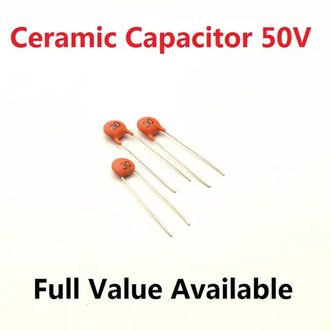 100PCS Ceramic Capacitor 50V 50P/56P/68P/75P/82P/100P/120P/150P/200P/PF 560/680/750/820/101/121/151/201/P Capacitance 68PF 75PF