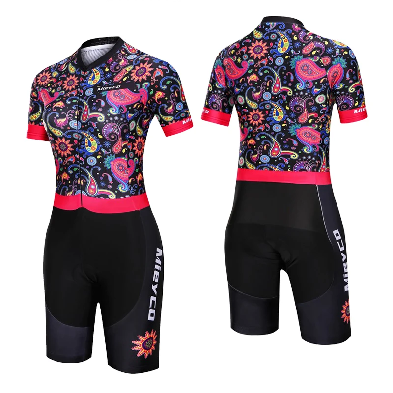 Flowers Style Frenesi Women\'s Triathlon Short Cycling Jersey Sets Skinsuit Maillot Ropa Ciclismo Bicycle Mujer Bike Jumpsuit