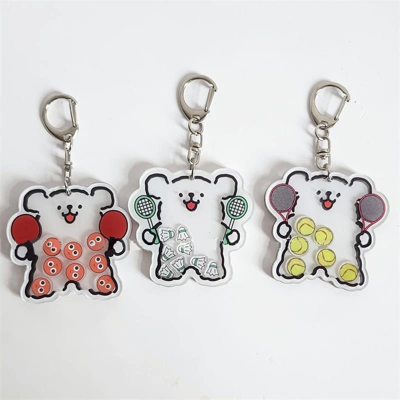 Creativity Cartoon Shake Ball Line Puppy Keychain Bag Pendants Couples Cute Fashion Acrylic Keychain Bag Pendants Holiday Gifts