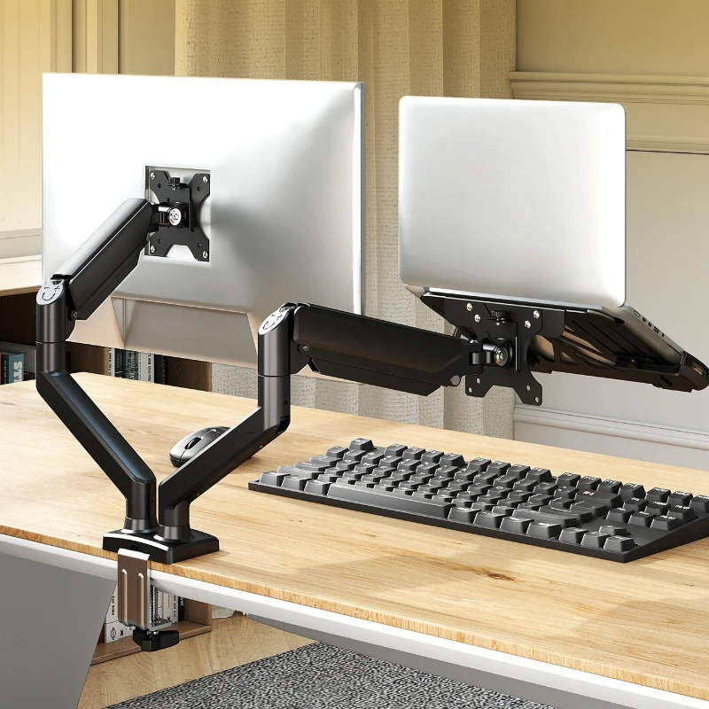 Notebook monitor combination bracket heightening base one to two notebook suspended tray shelf