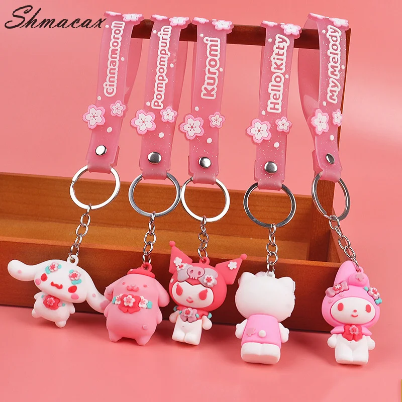 Kawaii Anime Pendurado Chaveiro, Sakura, Sanrio, Olá Kitty, Kuromi, Cinnamoroll, Chaveiro Do Carro, Saco Do Telefone, Presentes Da Jóia, Novo