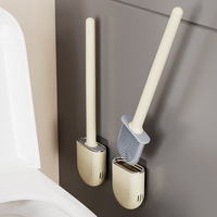 Wall Hanging Toilet Brush Silicone Toilet Brushes Washing Brush with Long Handled Soft Bristles WC Cleaning Bathroom Accessories