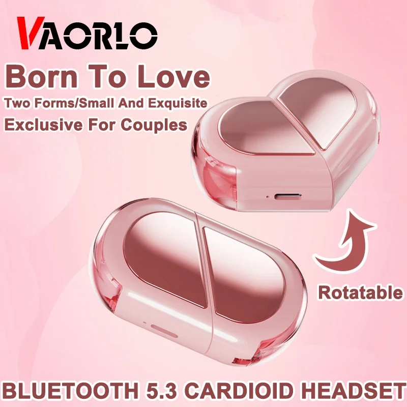 

New Fashionable Bluetooth Wireless Headphone Heart Shaped TWS Headset Women's Heart Shaped In-Ear Earbuds Couple Earphone