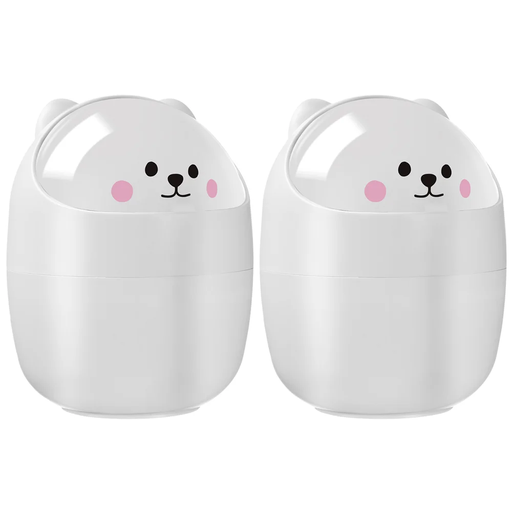 

2Pcs Desktop Mini Trash Bin with Swing Lid Cute Trash Can Garbage Storage Bucket Wastebaskets garbage can