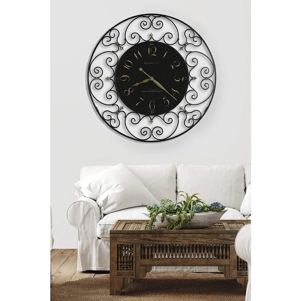 Joline Oversized Gallery Wall Clock 625-367 – Black Iron with Quartz Movement