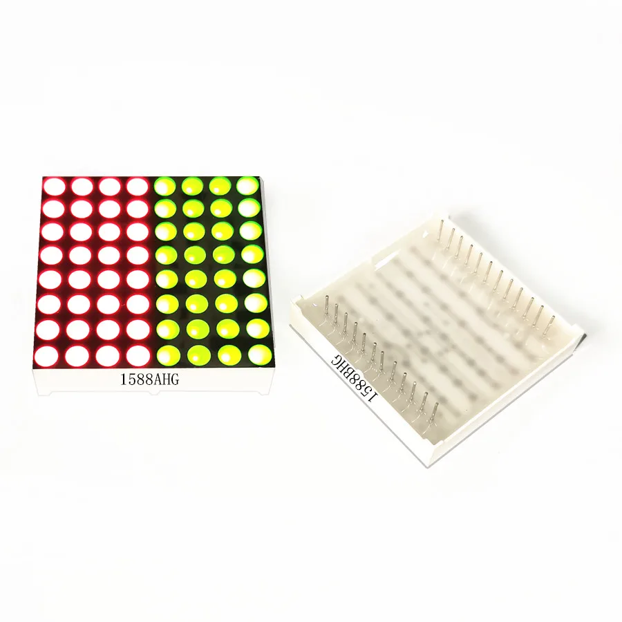 10Pcs Brightness Red+Yellowgreen 3.75mm 8*8 LED Dot Matrix Module KYX-1588AHG/BHG 38*38*7MM LED Digitron Common Cathode Digital