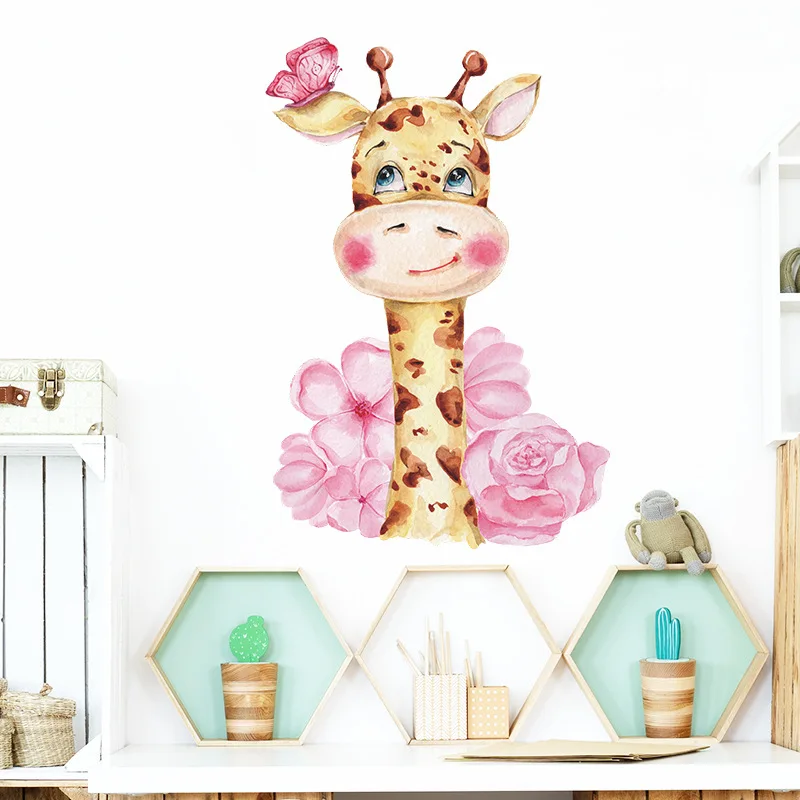 Eco-friendly Giraffe Kids Wall Stickers Cartoon Vinyl Room Decoration Decals for Living room Bedroom Child Nursery Wall Decor