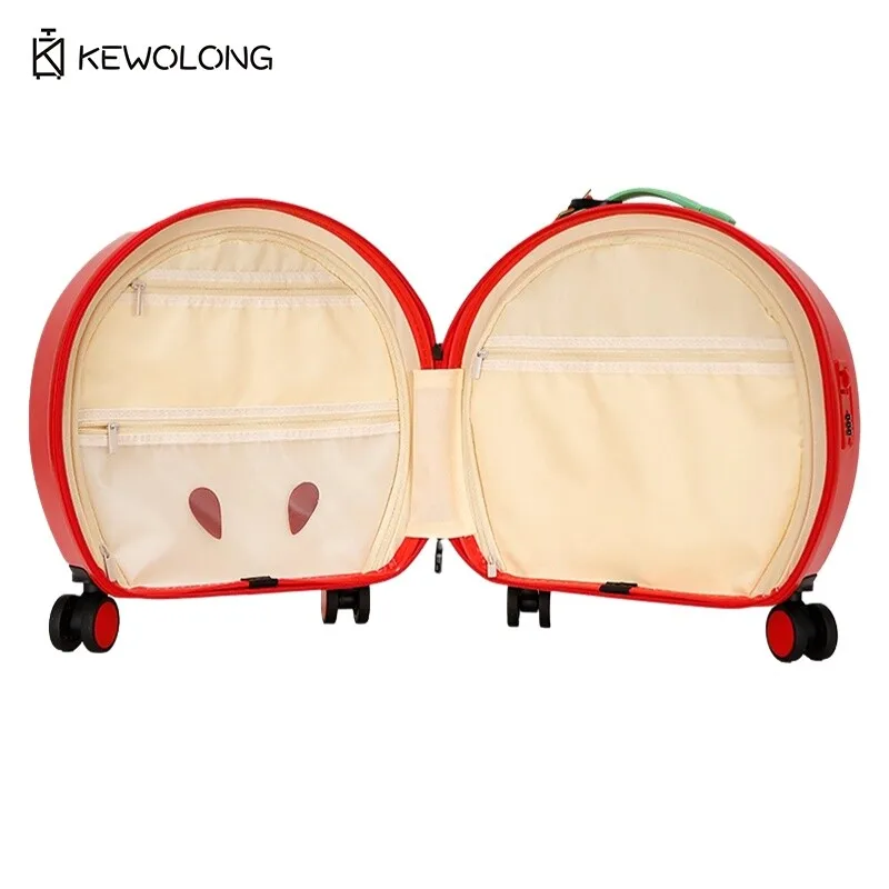   حقيبة أمتعة تحمل رسوم متحركة التفاح الأحمر مقاس 20 بوصة، حقيبة صغيرة خفيفة الوزن لطيفة للنساء والفتيات، حقيبة كابينة دوارة ذات هيكل صلب #4