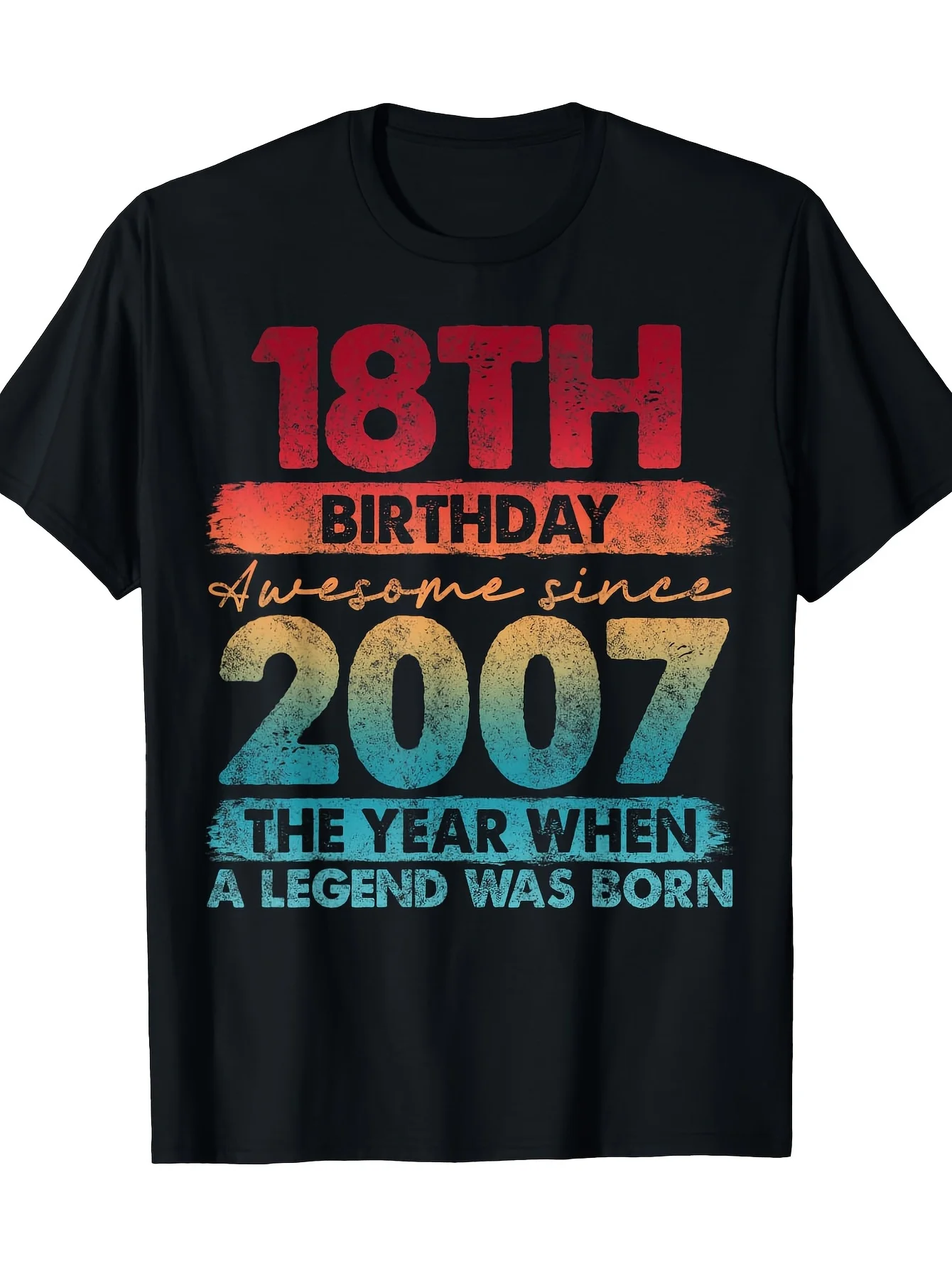 Vintage 7 Limited Edition 18th Birthday T-Shirt - Retro 0s Nostalgia Graphic Print with 18th Birthday Text  7 Year Design - Unisex Adult Black Comfort Fit Round Neck Short Sleeve Casual Party Outfit -  Milestone Birthday Gift for , Everyday Tee, Comfortab