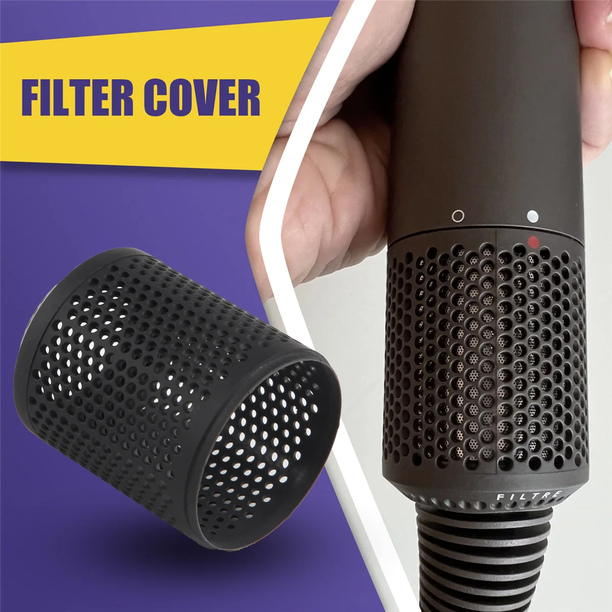 Adecuado para secador de pelo HD01 HD03 HD08 cubierta de filtro exterior a prueba de polvo accesorios para aspiradoras negro