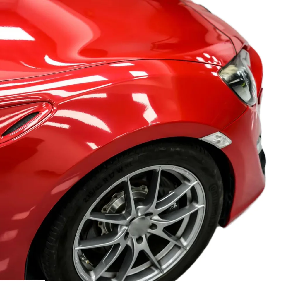 自己修復性のある赤色の光沢のあるメタリックPVCカービニールラップロール、車両ラッピングフィルムカラーPPF（車体全体用）