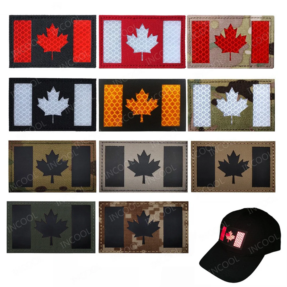 Canada Flag Embroidered Patch Canadian Flags Maple Leaf Patches Appliqued Sticker Rubber PVC Patches For Clothing Backpack