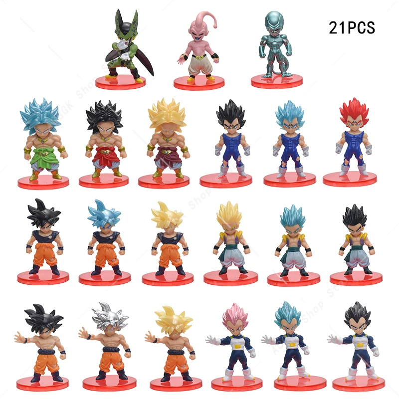 

21pcs/Set Bandai Dragon Ball Z Figure Super Saiyan Son Goku Vegeta Gotenks Action Figures Ultra Instinct PVC Model Toys Gifts