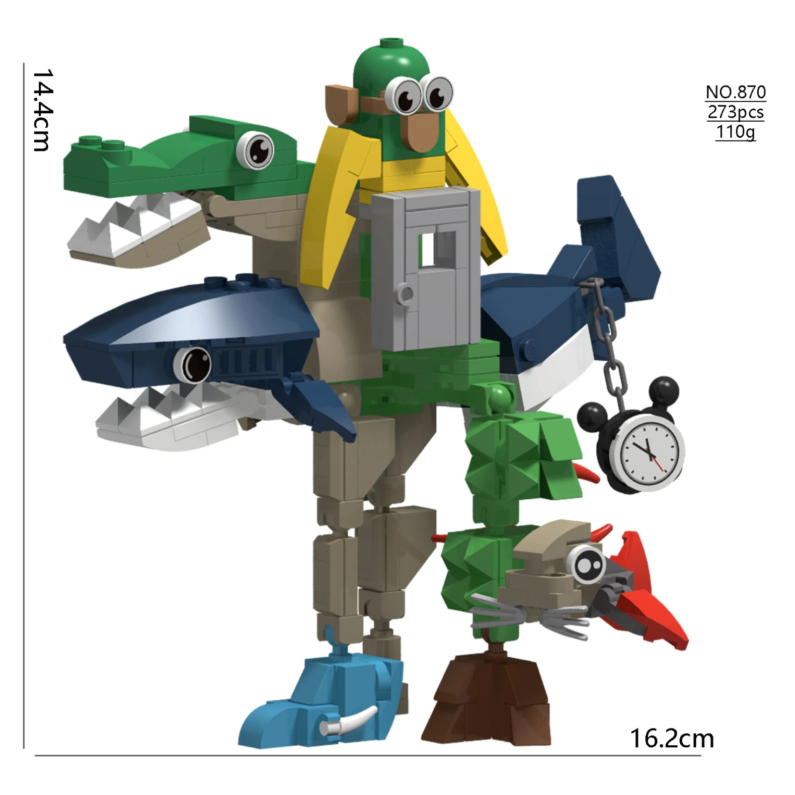 MOC Animal Beast Fusion Monster Model Assembly Building Blocks Creative Series Frog/Shark Collectible Ornament Bricks Toys Gifts