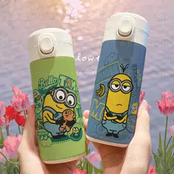 480Ml Anime Minions Thermos Cup Cartoon Cute Student Fashion Large Capacity Portable Water Bottle Kawaii Birthday Gifts Kids