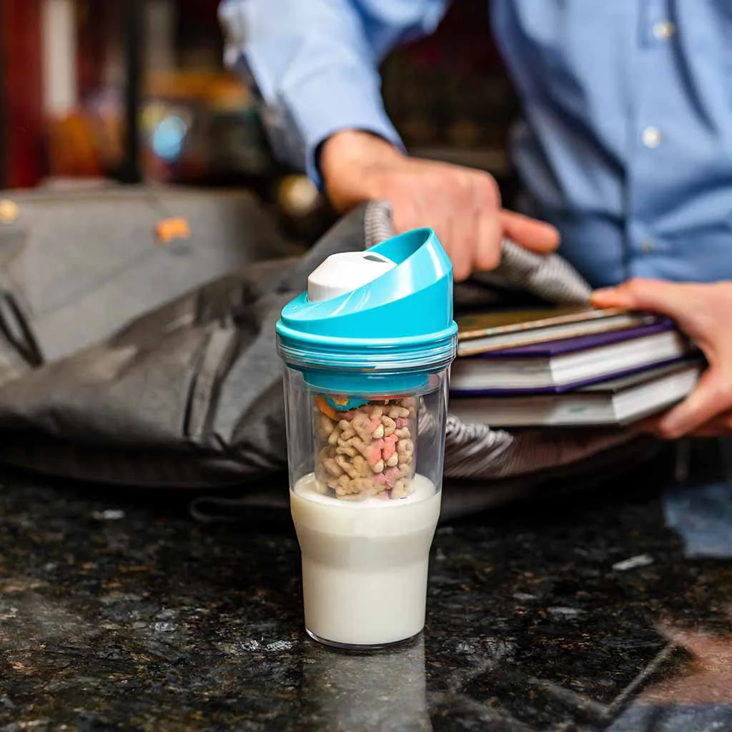 Taza de desayuno de doble capa, separador de leche y cereales, uso portátil en frío y caliente a prueba de fugas, ideal para trabajadores de oficina y estudiantes