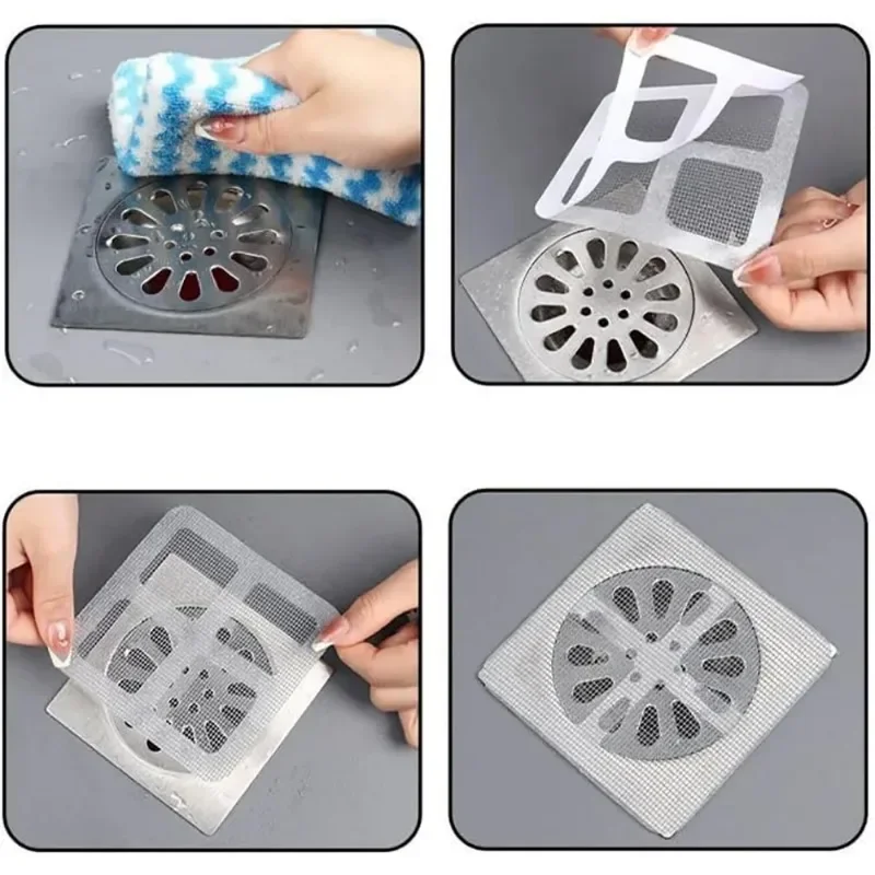 20 piezas recogedores de pelo desechables para ducha, cubiertas de drenaje de ducha de malla, filtro de fregadero, pegatinas de malla, accesorios de baño