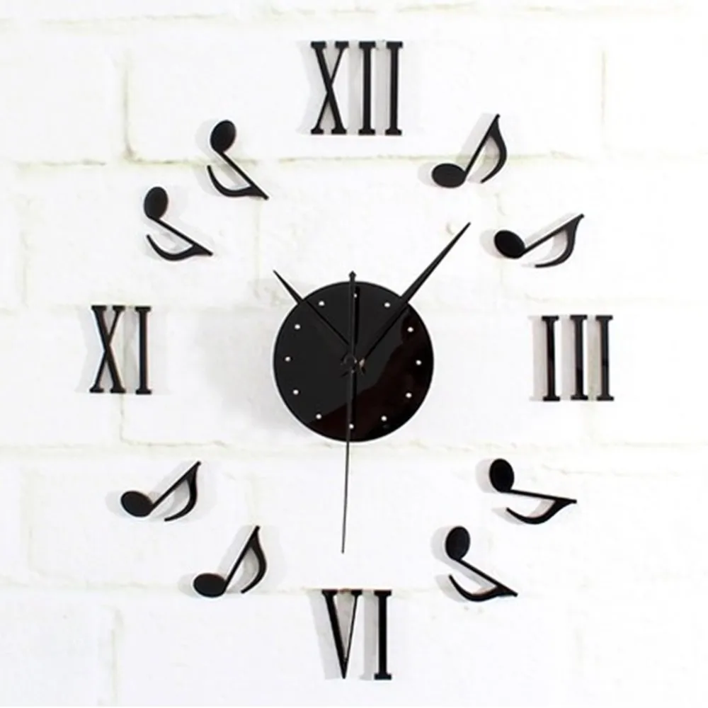 

Modern Art Wall Clock Musical Note Notation Mirror Mural Sticker Acrylic Plexiglass DIY Creative Watch New House Home Decor Gift