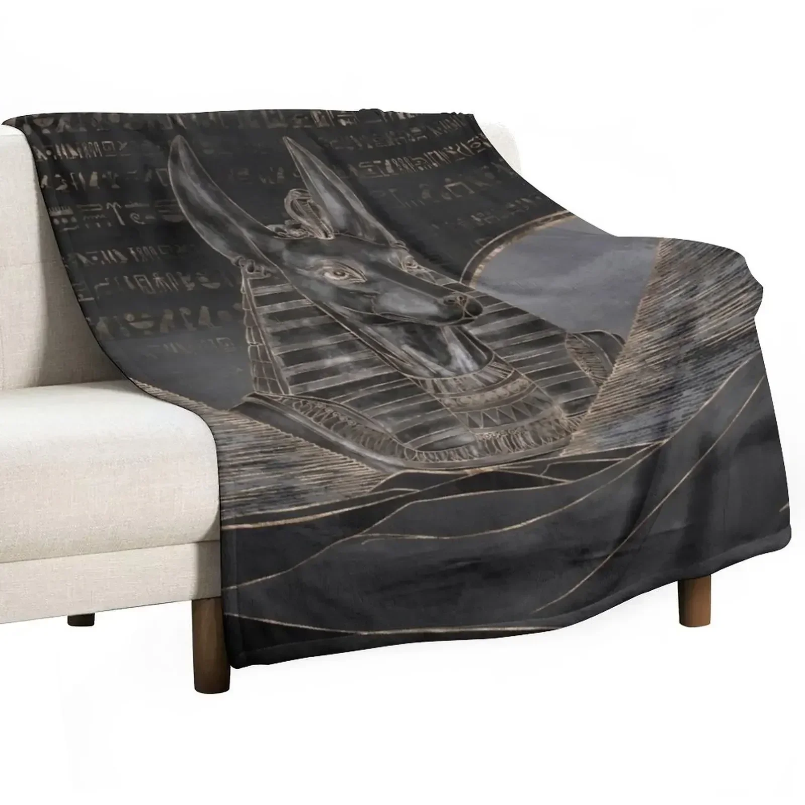 Anubis on Egyptian pyramids landscape Throw Blanket blankets and throws Moving Hairy For Decorative Sofa Blankets