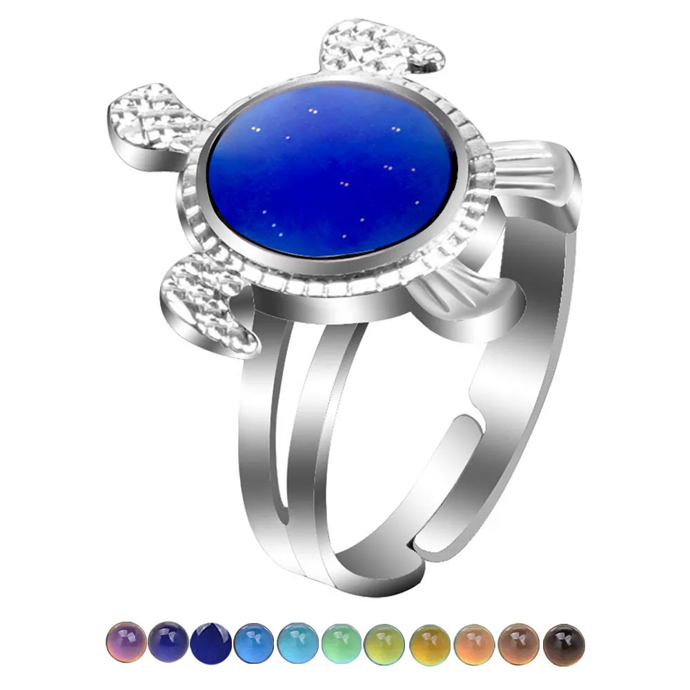 10Pcs/Lot Fashion Vintage Color Change Mood Opening Ring For Men Women Emotion Feeling Temperature Mix Style Jewelry Party Gift