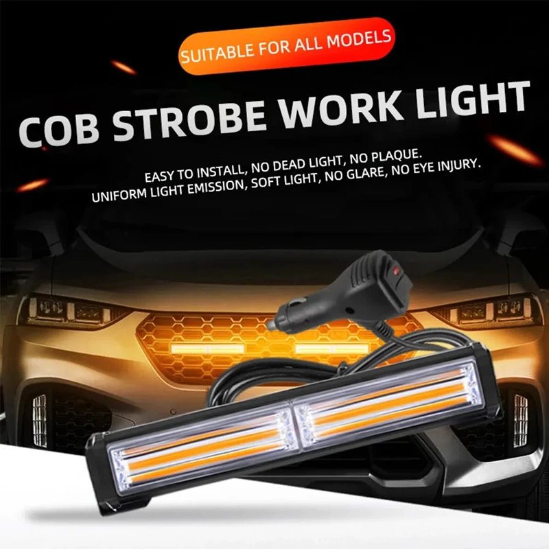 Lampe LED COB d'urgence à l'iode, lampe de police, rouge, bleu, jaune, lumière de course, lampe de travail, barre, tout-terrain, accessoires de voiture