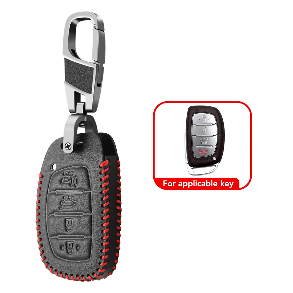 Leather Car Key Case Cover Holder For Hyundai Tucson Sonata Santa Fe Creta ix25 ix35 i10 i20 Verna Solaris Mistra Elantra Accent