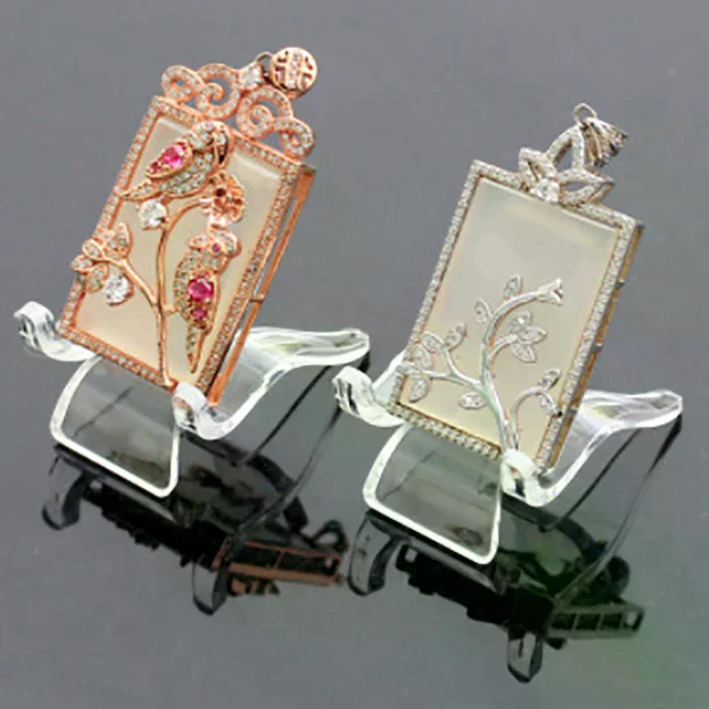 2Pcs Acrylic Shelf Stones Crystal Cluster Stand Mineral Specimen Display Holder