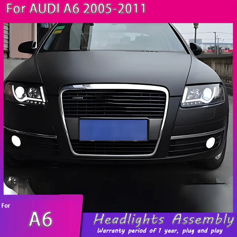 2PCS Suitable for Audi A6L headlight assembly 2005-2012 modified LED tear eye lens xenon headlight assembly Car Accessories