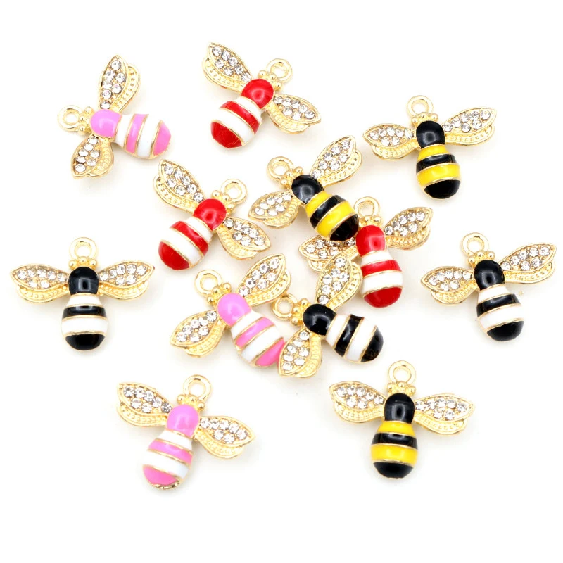 

10pcs 18x22mm Enamel Bee Charm for Jewelry Making Cute Earring Pendant Bracelet Necklace Accessories Diy Finding Craft Supplies