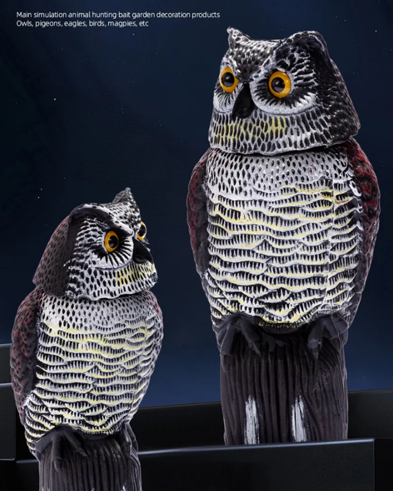 Realistic Owl Scarecrow With 360° Rotating Head waterproof and sunscreen  Bird Pigeon Crow Scarer Scarecrow