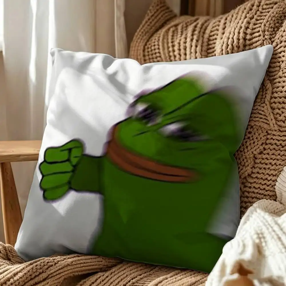 Meme P-Pepe the F-Frog Square Double-Sided Printed Pillow Case Sofa Cushion Cover Bedroom Bedside Decor