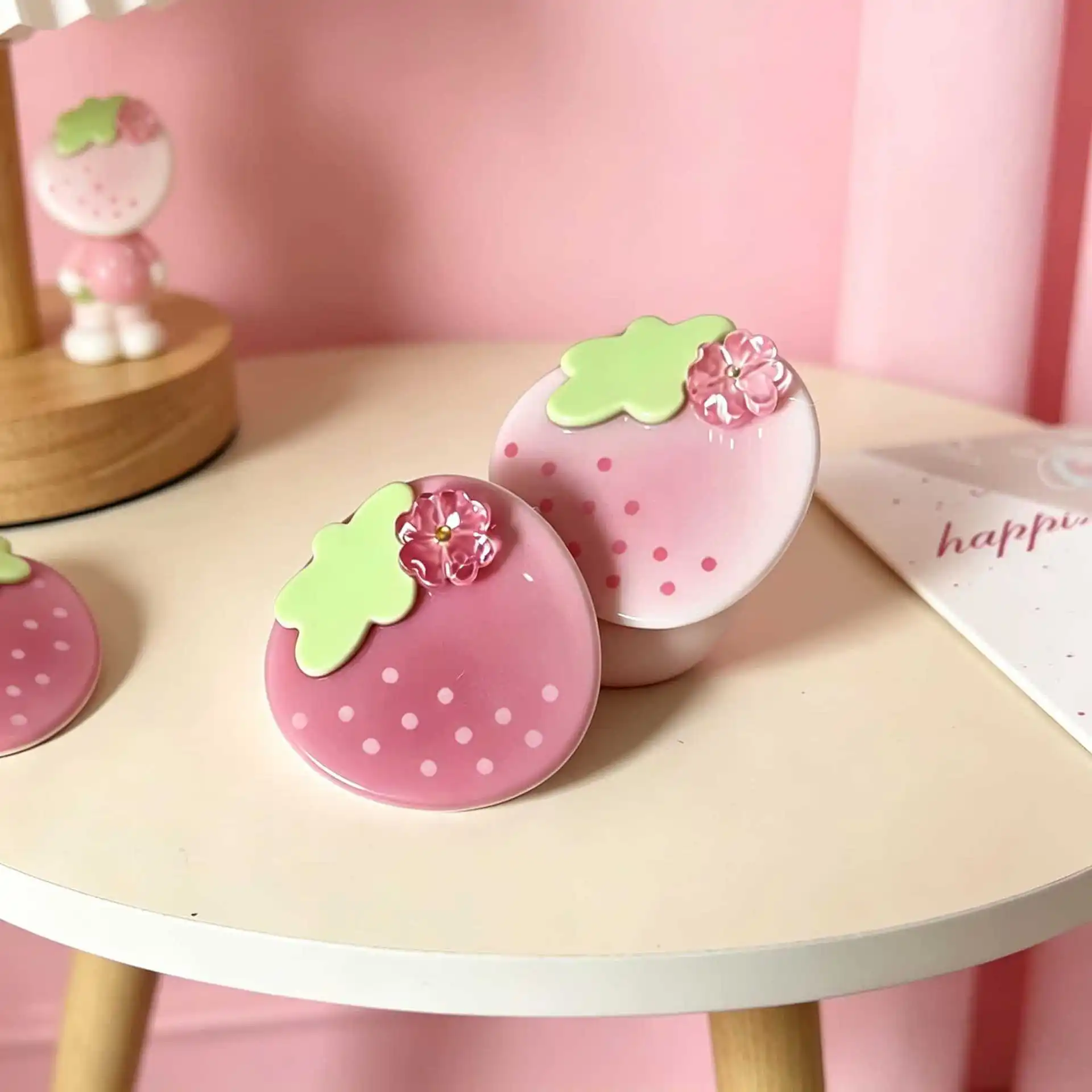 2pcs-Jelly color four-leaf clover strawberry hairpin cute girl-themed hairpin hair clip with loose hair clips