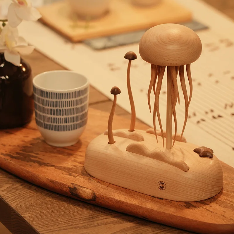 جديد الإبداعية اليدوية خشبية الميكانيكية قنديل البحر لعبة مضحك الحرف اليدوية الميكانيكية زخرفة للمنزل منضدية ديكور