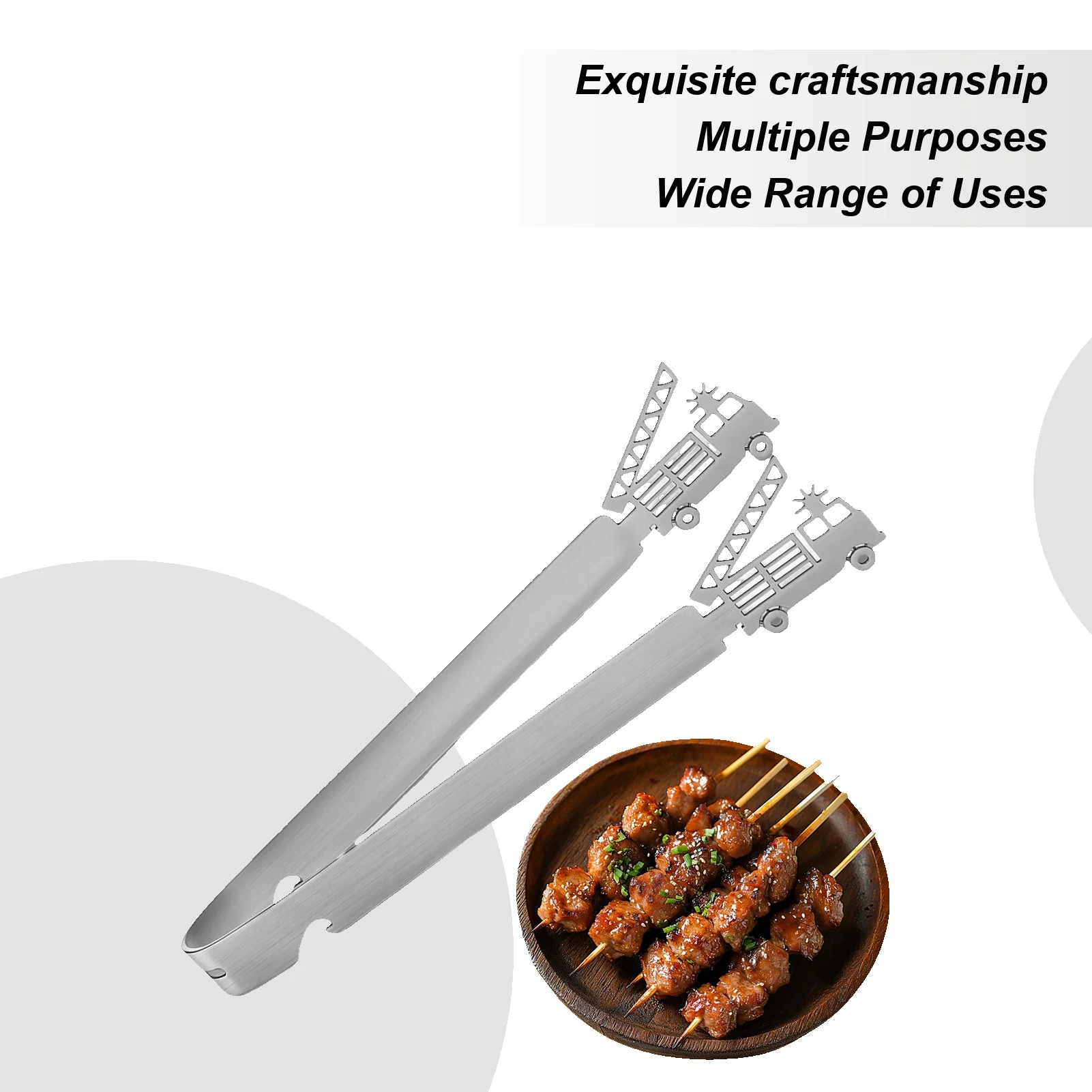29cm Fire Ladder Shape Grill Tongs Stainless Steel Barbecue Tongs BBQ Sausage Tongs Kitchen Utensils Buffet Cooking Tool