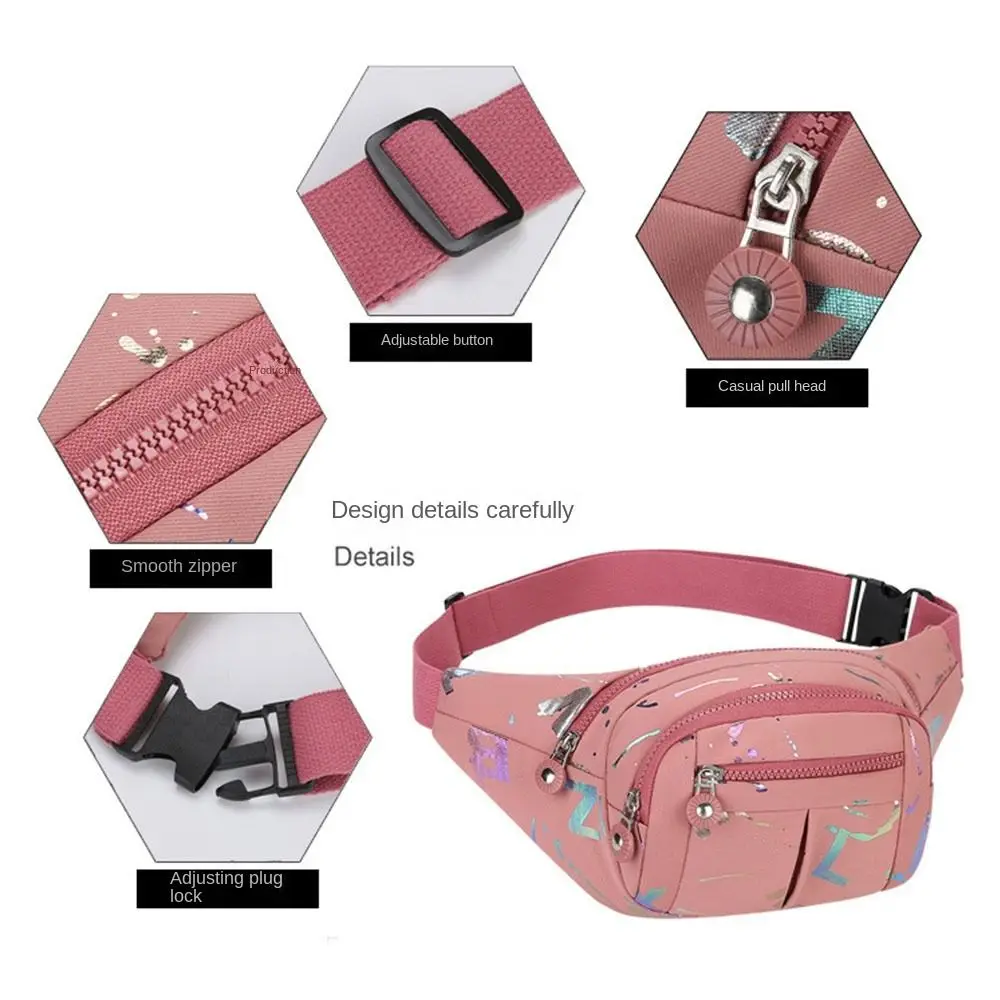 Hot Stamping Letters Waist Bags Women Waterproof Oxford Casual Waist Packs Crossbody Chest Bags Handbags Messenger Shoulder Bags