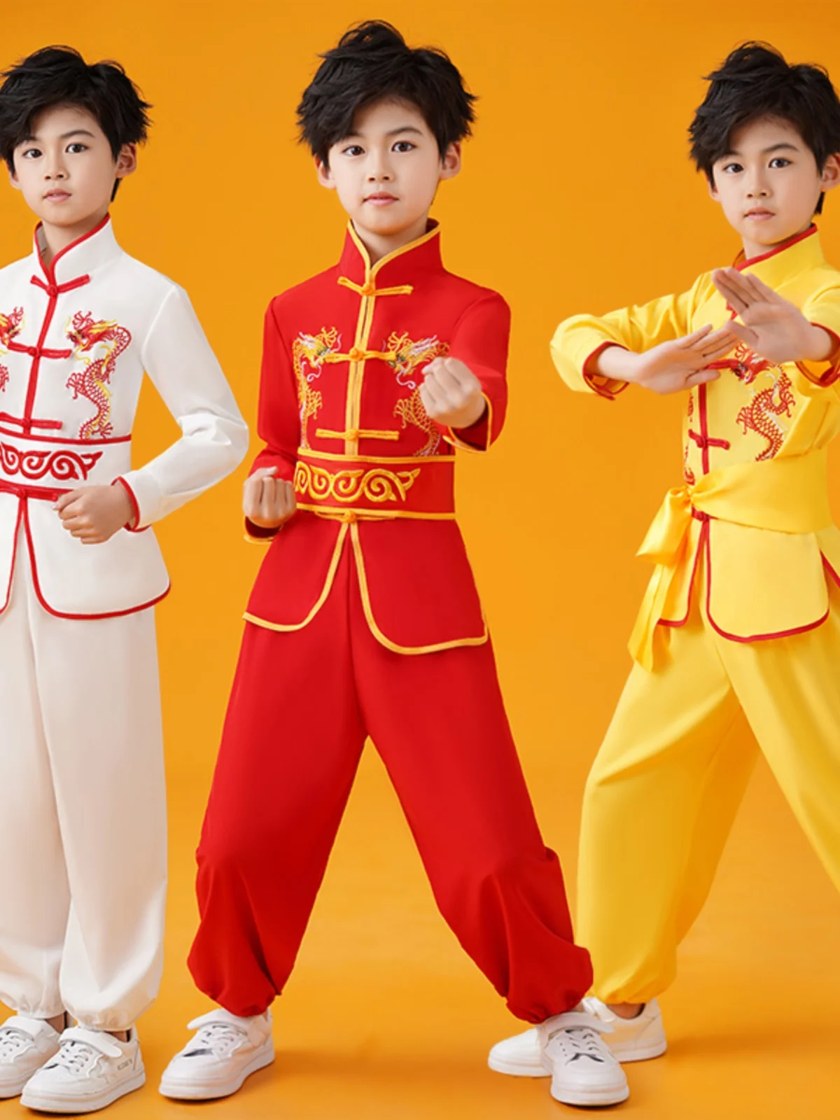 Children's Games Martial Arts Exercise Clothing Dragon Dance Drum-Playing Costume Boat Long Short Sleeve National Style