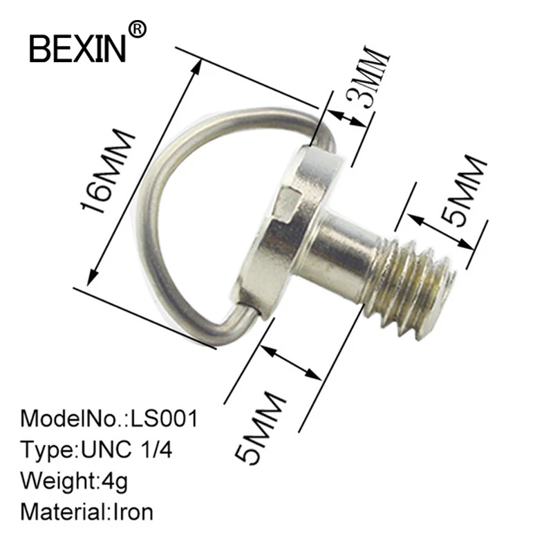 BEXIN Quick Release Plate Adapter Screw 1/4 inch D-ring Camera mount Screw for Tripod Monopod Ballhead dslr Photo Photography