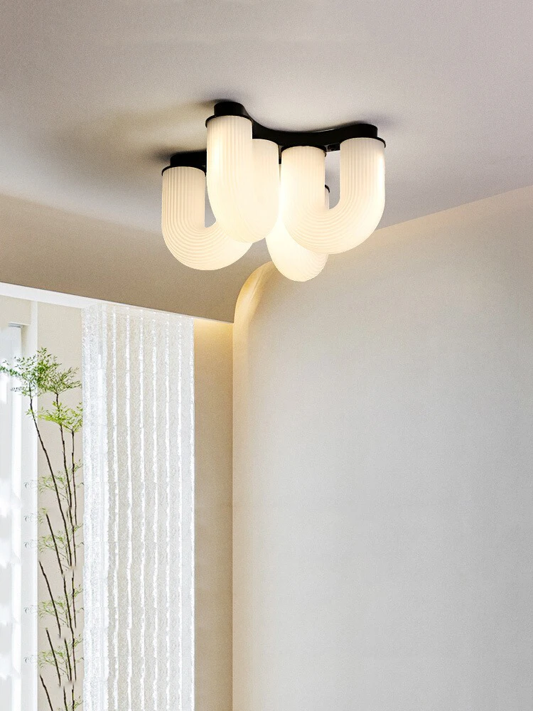 White Modern Ceiling Lamp U Shape Home Decoration Led Chandelier Light Glass for Living Room Bedroom