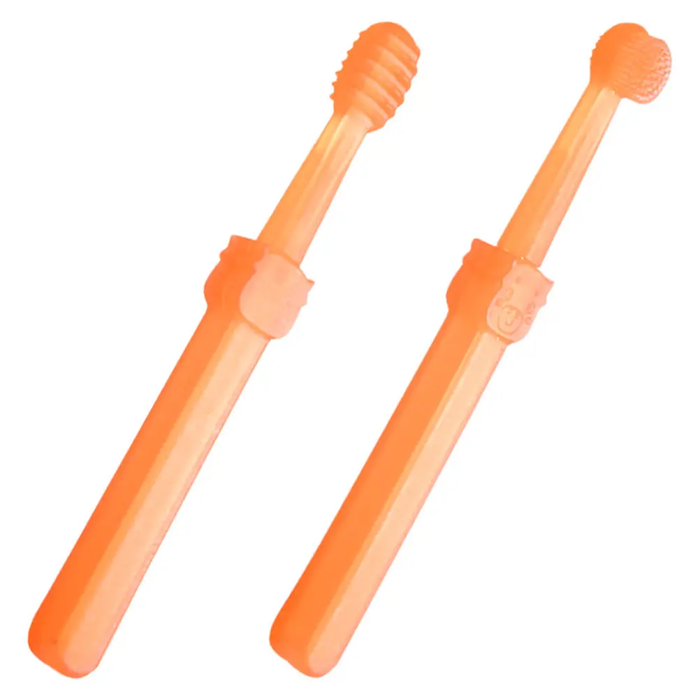 2Pcs Infant Toothbrush Silicone Soft Baby Finger Toothbrush Tongue Cleaner Oral Care Set Newborn Teething Brush