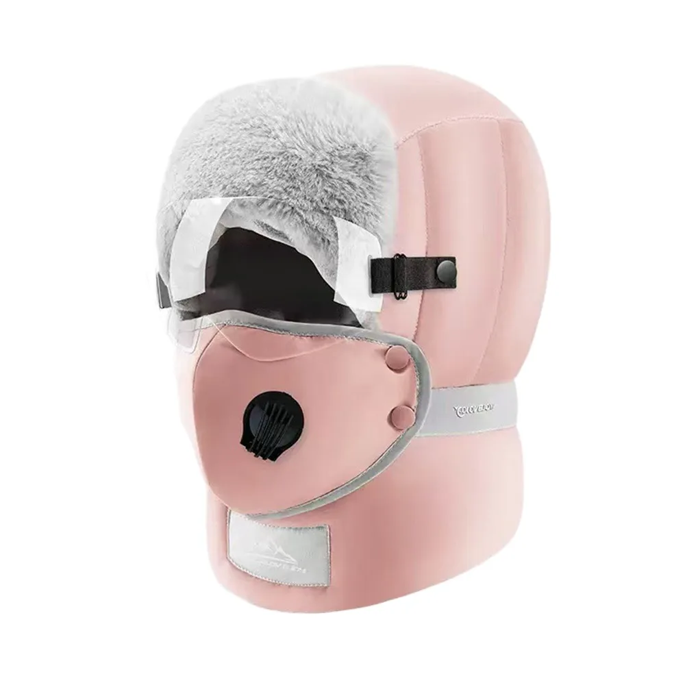 

Casual Warm Winter Ski Hat Keep Warm Thickened Trapper Ushanka Hat Windproof Integrated Face Ear Earflap Bonnet Unisex