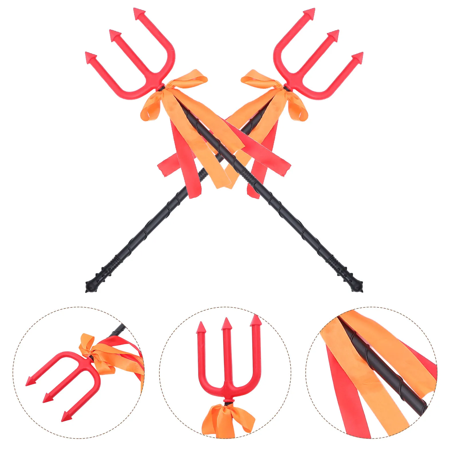 

2 Pcs Halloween Trident Prop Demo Costume Accessories Cosplay Props Spiral Child