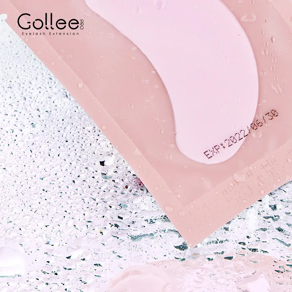 Gollee Pink Collagen Private Logo Eyelash Extension Patch Silicone Under Gel Gollee Eye Pads Eyepads For Eyelash Extensions Pads