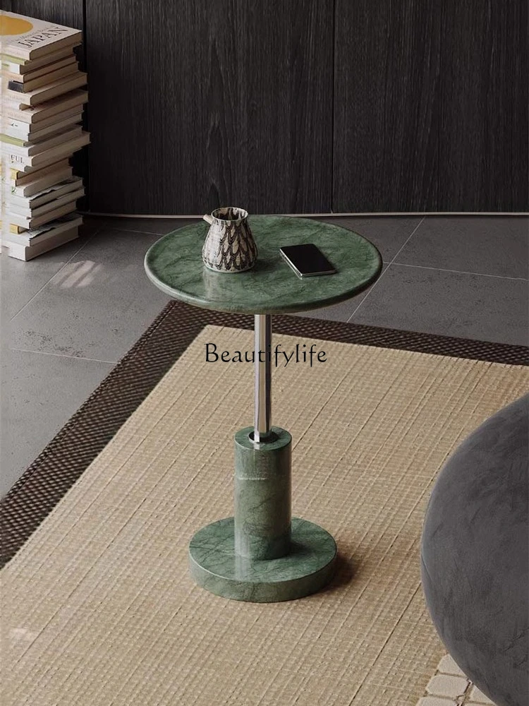 

Italian Style Natural Marble Side Table Modern Minimalist High-End Artistic Sofa Round Corner Table
