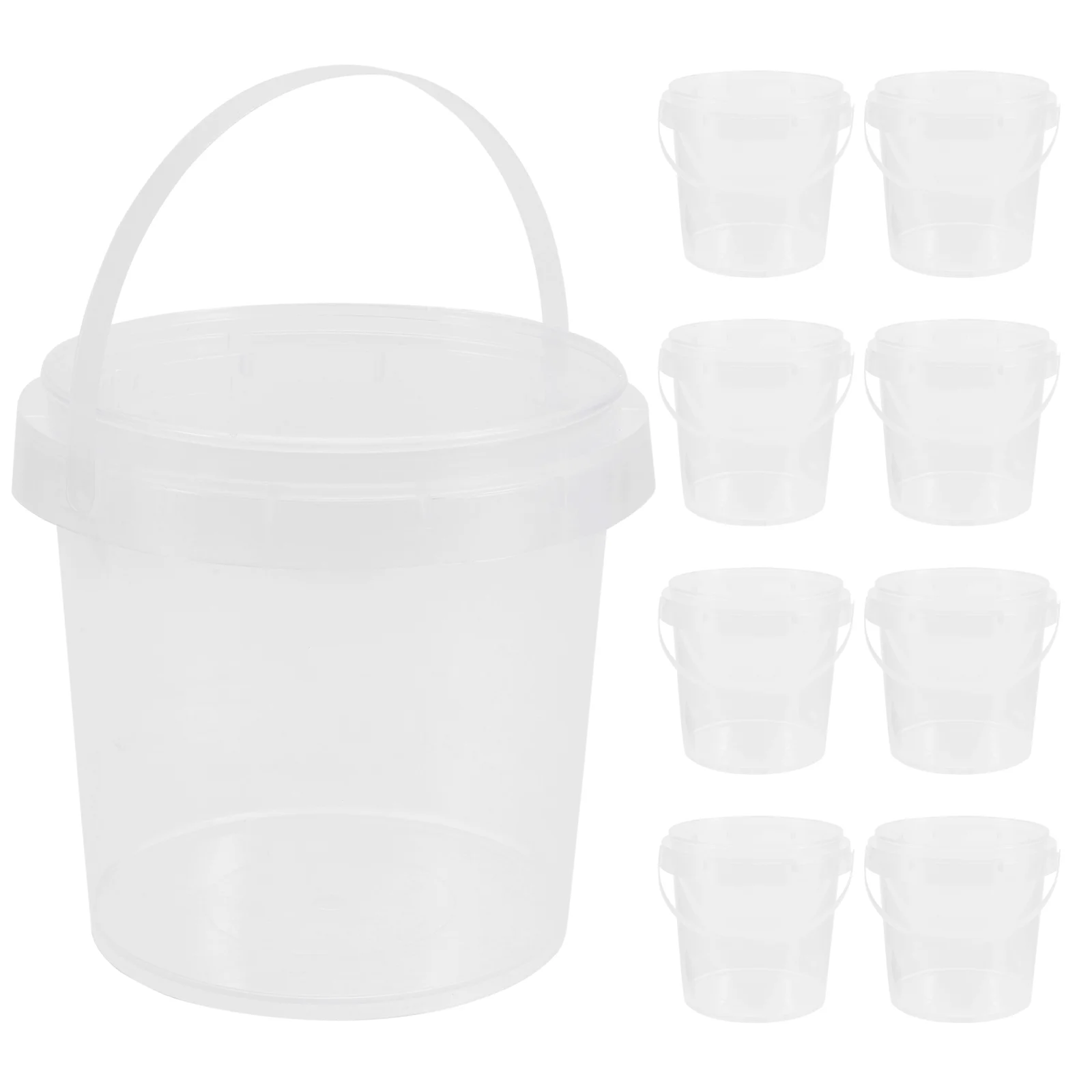 

10 Pcs Milk Tea Bucket Large Capacity Container Fruits Food Halloween Lid and Handle Clear Popcorn Hdpe